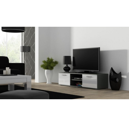 TV komoda SOHO 140, sivá/biely lesk