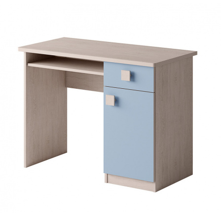 Písací stôl TENUS T-01, dub santana/modrá