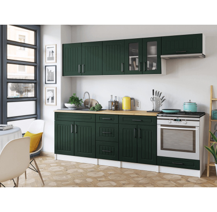 Kuchynská linka Běla 240/240 tmavo zelená MAT