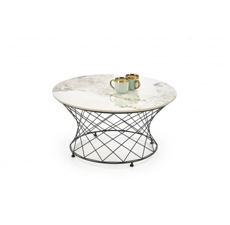 Konferenčný stôl ALESSIA, efekt béžového mramoru/čierna