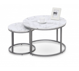Konferenčný stolík PAOLA sada, mramor/strieborná