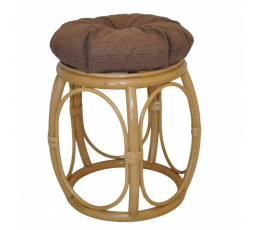 Ratanová taburetka široká medová polster hnedý melír