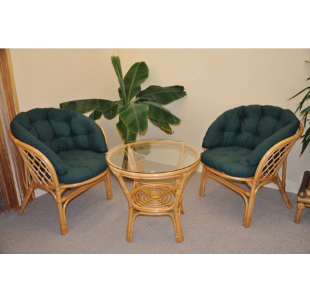 Ratanová sedacia súprava bahama malý medový vankúš MAXI zelený dralon