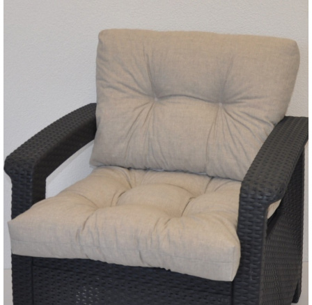 Poduška na kreslo z umelého ratanu - látka tmavo béžový melír