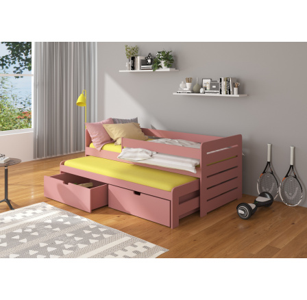 Manželská posteľ so zábranami a matracom TOMI 200x90 Pink