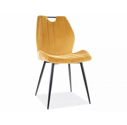 Jedálenská stolička ARCO VELVET, curry Bluvel 68/čierny mat