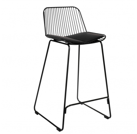 Barová stolička Dill Low čierna s čiernym vankúšom