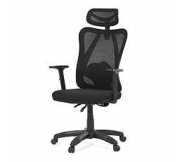 Stolička kancelárska, nastaviteľná opierka hlavy, poťah čierna sieťovina mesh, mechanika permanentný kontakt