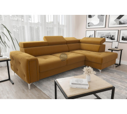 Rohová sedacia súprava s funkciou spania ORION 165x255 - žltá, pravá