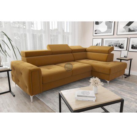 Rohová sedacia súprava s funkciou spania ORION 165x255 - žltá, pravá Rohová sedacia súprava s funkciou spania ORION 165x255 - žltá, pravá