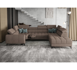 Rohová sedacia súprava PORTO MAX I, relax 225X350X193 cm - pravá, odtiene tmavej béžovej