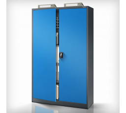 Kancelárska kovová skriňa na dokumenty antracitovo-modrá JAN II, 1150 x 1850 x 400 mm