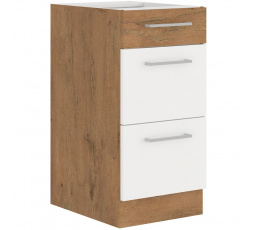 Kuchynská dolná skrinka VEGA 40D3S, Dub lancelot/Biely lesk