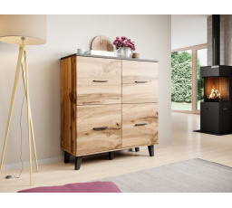 Komoda LOTTA 110, dub wotan/čierna