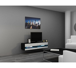 TV komoda VIGO NEW 140, čierna / biely lesk