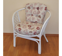 Ratanové kreslo Bahama biely vankúš s motívom červeného srdca