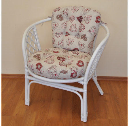 Ratanové kreslo Bahama biely vankúš s motívom červeného srdca