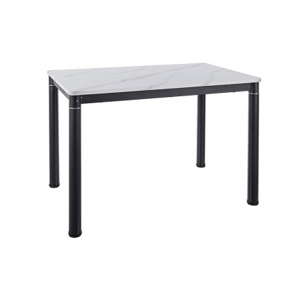 Jedálenský stôl DAMAR 110x70 cm, efekt bieleho mramoru/čierny mat
