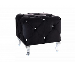 Taburet HESTIA K VELVET, čierna BLUVEL 19/strieborná