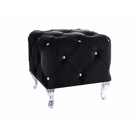 Taburet HESTIA K VELVET, čierna BLUVEL 19/strieborná Taburet HESTIA K VELVET, čierna BLUVEL 19/strieborná