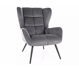Kreslo LOUIS VELVET, Sivý Bluvel 14/Čierna