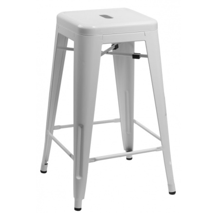Barová stolička Paris 66 cm biela inšpirovaná Tolix