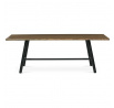 Stôl jedálenský, 220x90cm, dyha, farba orech, kovová čierna noha