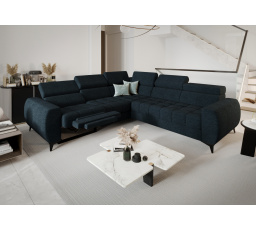 Rohová sedacia súprava PORTO II, relax 255X258 cm - modrá, ľavá
