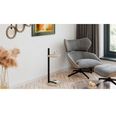 Pomocný stolík Claro okrúhly priemer 30 cm - rôzne farby na výber - Dub Sonoma, Matná čierna Pomocný stolík Claro okrúhly priemer 30 cm - rôzne farby na výber - Dub Sonoma, Matná čierna