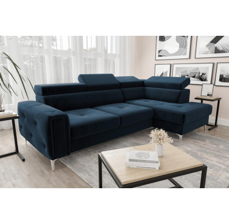 Rohová sedacia súprava s funkciou spania ORION 165x255 - modrá, pravá