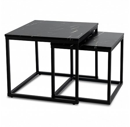 Sada stolíkov JUNO Čierny Mramor