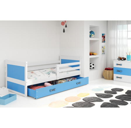 Posteľ Riky 90x200 biela/modrá Posteľ Riky 90x200 biela/modrá