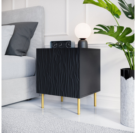 Nočný stolík JUNGLE, čierna matná/čierna matná 2ks