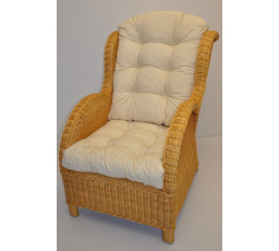 Ratanové kreslo Ear honey vankúš béžové zvýraznenia