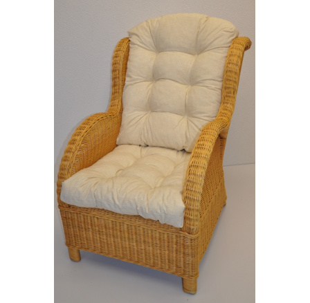 Ratanové kreslo Ear honey vankúš béžové zvýraznenia