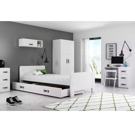 Detská posteľ DAREK 80x200 cm, s matracom, Biela Detská posteľ DAREK 80x200 cm, s matracom, Biela