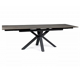 Jedálenský stôl COLUMBUS CERAMIC, Efekt dreva, Hnedá/Čierny mat