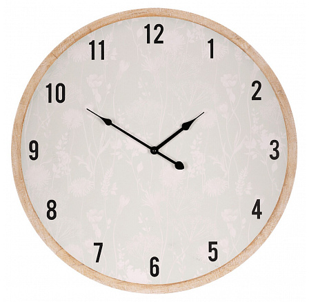 Hodiny nástěnné - pr. 58 cm, MDF, jemný květinový vzor Hodiny nástěnné - pr. 58 cm, MDF, jemný květinový vzor