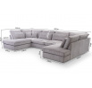 Rohová sedacia súprava v tvare U Carny sivá