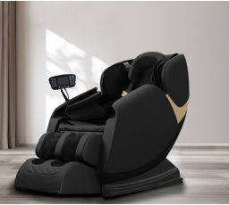 Polohovacie kreslo s masážnou a vyhrievacou funkciou SOLARIA, Čierna ekokoža