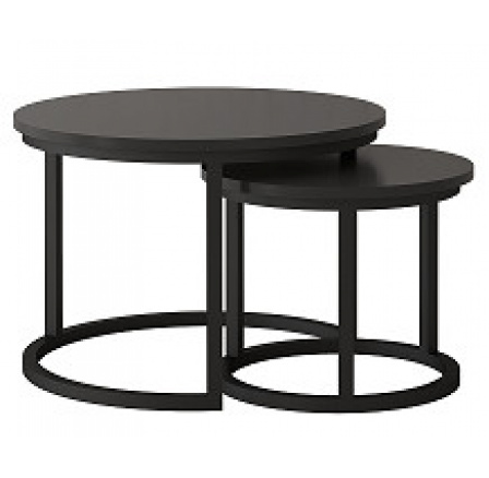 TRENTO - Konferenčný stolík set 2 kusov - laminát ČIERNY/ noha kovová ČIERNA (Toronto stolik kawowy=2balenia)(IZ) (K150)