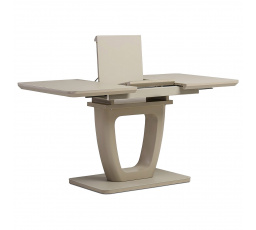 Jedálenský stôl 110+40x75 cm, cappuccino 4 mm sklenená doska, MDF, matné cappuccino