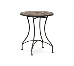 Záhradný stôl, keramická mozaiková doska, kovová konštrukcia, čierny matný lak
