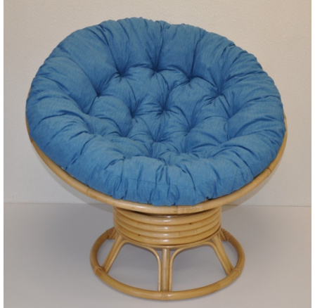 Ratanový papasan hojdací medový poduška tyrkysový melír