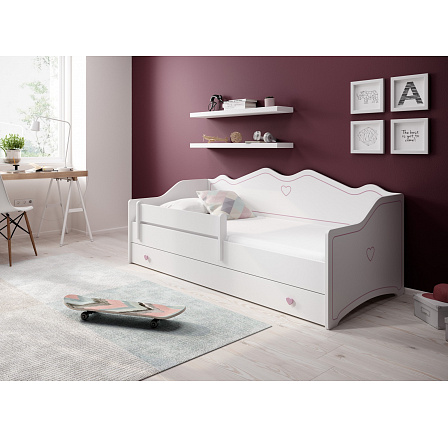 Posteľ s matracom EMKA Pink 160x80 Biela+Ružová Posteľ s matracom EMKA Pink 160x80 Biela+Ružová