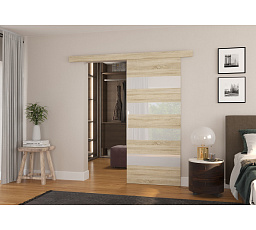 Posuvné dvere na stenu MILOU 96 Sonoma+White Lacobel