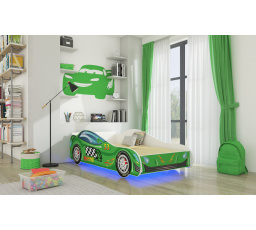 Posteľ s matracom a LED osvetlením SPEED 140x70 Zelená