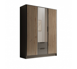 Šatní skriňa Neri 150 s dverami a zrkadlami Čierna+Čierna