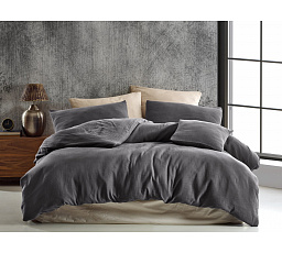 Mušelínové obliečky 140x220, 70x90 cm tmavo sivé