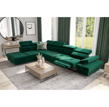 Rohová sedacia súprava GALAXY, relax s funkciou spania 225X350 cm - zelená, ľavá Rohová sedacia súprava GALAXY, relax s funkciou spania 225X350 cm - zelená, ľavá